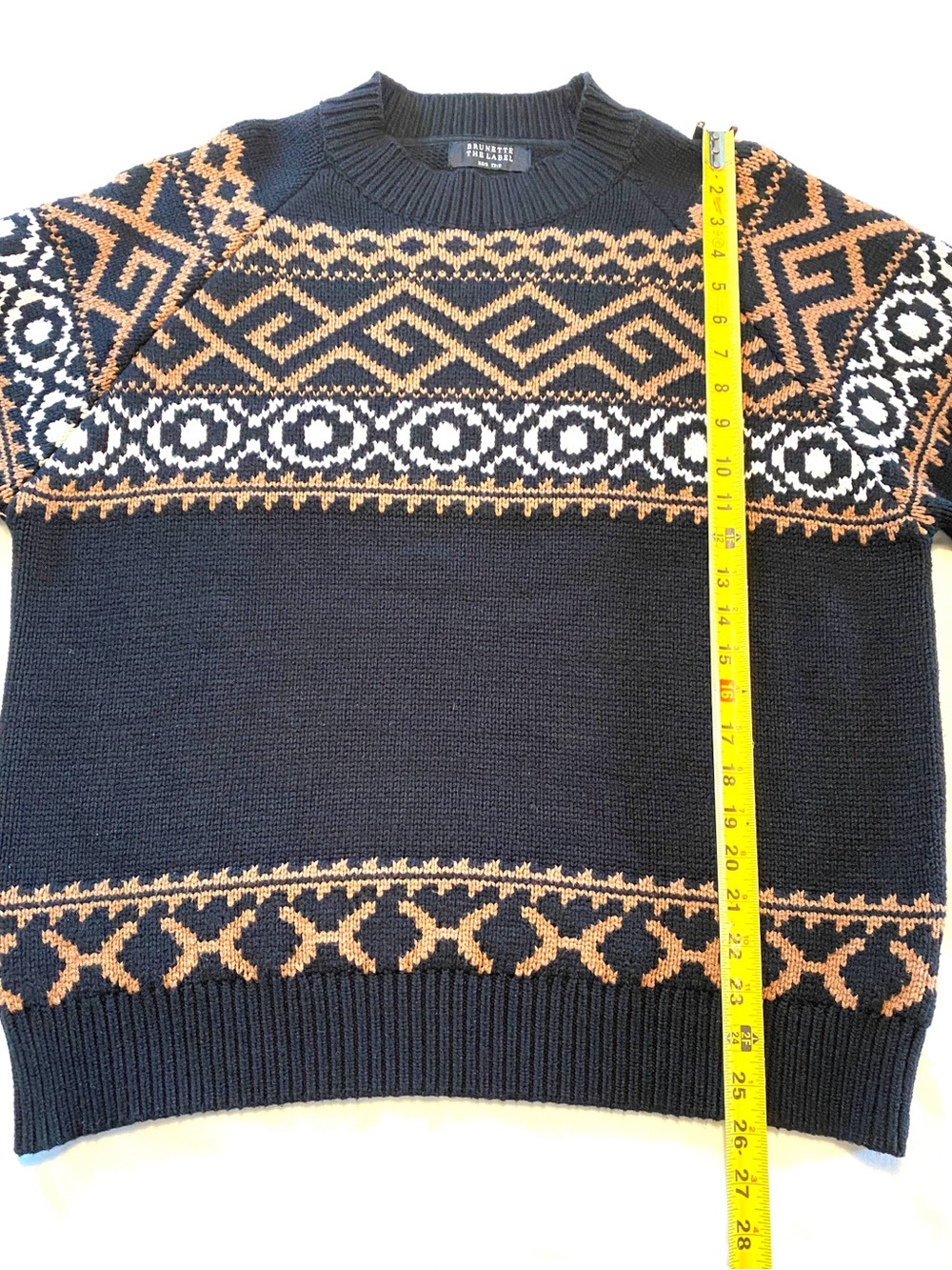 Brunette the Label Fair Isle Knit Sweater Black Brown Oversized XS/S - Picture 8 of 11
